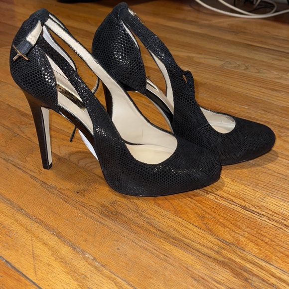 Black Leather Like Heels Size 10 - Picture 2 of 5